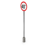 40km Speed Limit Sign PNG & PSD Images