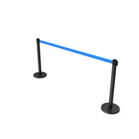 Retractable Blue Belt Black Barrier Stanchion PNG & PSD Images