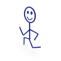 Simple Stickman Running Pose Blue PNG & PSD Images