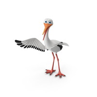 Cartoon Stork Talk Pose PNG & PSD Images