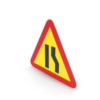Swedish Road Narrows On Right Side Sign PNG & PSD Images