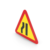 Swedish Road Narrows On Left Side Sign PNG & PSD Images