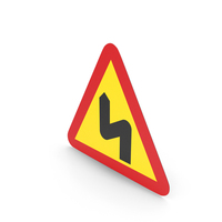 Swedish Dangerous Curves Ahead First To Left Sign PNG & PSD Images