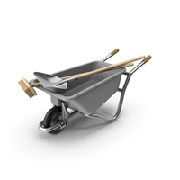 Wheelbarrow With Shovel And Broom PNG & PSD Images