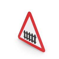 UK Level Crossing With Gate Or Barrier Ahead Sign PNG & PSD Images