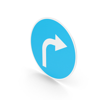 Estonian Turn Right Ahead Sign PNG & PSD Images