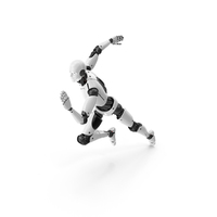 Advanced Male Humanoid Robot Running Pose PNG & PSD Images
