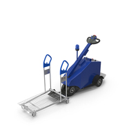 Blue Powered Tug Pusher with Cargo Trolley PNG & PSD Images