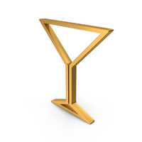 Out Line Martini Glass Icon Gold PNG & PSD Images