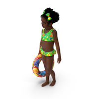 Standing Inflatable Circle Black Girl Child Swimsuit PNG & PSD Images