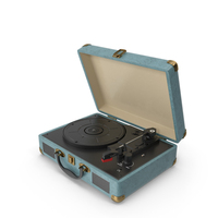 Vintage Turntable Vinyl Record Player Blue PNG & PSD Images