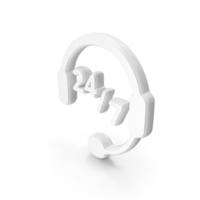 Call Support 24 by 7 Symbol White PNG & PSD Images