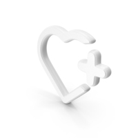 White Heart With Plus Symbol PNG & PSD Images