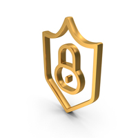 Gold Shield Protection Lock Outline Icon PNG & PSD Images