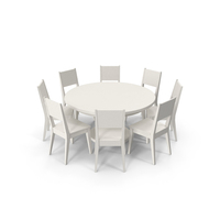 Round Table Set with 8 Seating Arrangement PNG & PSD Images
