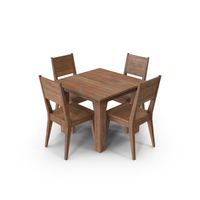 Wood Dinning Table Set with 4 Seating Arrangement PNG & PSD Images
