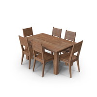 Wood Dinning Table Set with 6 Seating Arrangement PNG & PSD Images