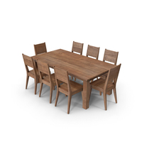 Wood Dinning Table Set with 8 Seating Arrangement PNG & PSD Images