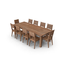 Wood Dinning Table Set with 10 Seating Arrangement PNG & PSD Images