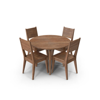 Wood Round  Table Set with 4 Seating Arrangement PNG & PSD Images