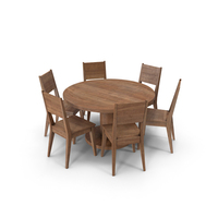 Wood Round Table Set with 6 Seating Arrangement PNG & PSD Images