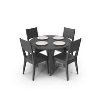 Round Table Set for 4  Persons with Flatware PNG & PSD Images