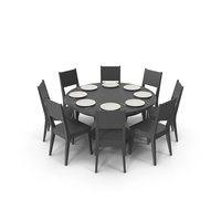 Round Table Set for 8  Persons with Flatware PNG & PSD Images