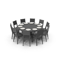 Round Table Set for 10  Persons with Flatware PNG & PSD Images