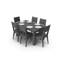 Table Set for 6 Persons with Flatware PNG & PSD Images