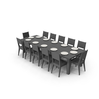 Table Set for 12 Persons with Flatware PNG & PSD Images