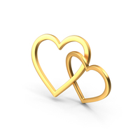 Gold Hearts Symbol PNG & PSD Images