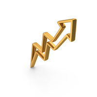 Gold Zig Zag Up Outline Arrow Icon PNG & PSD Images