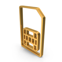 Out Line Sim Card Mobile Cellular Phone Card Icon Gold PNG & PSD Images