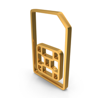 Out Line Sim Card Mobile Cellular Phone Card Icon Gold PNG & PSD Images