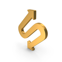 Curved Arrow With Two Points Icon Gold PNG & PSD Images