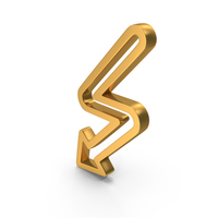 Out Line Down Arrow Icon Gold PNG & PSD Images