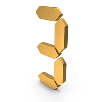 Digital Number 3 Icon Gold PNG & PSD Images