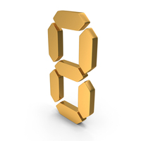 Digital Number 8 Icon Gold PNG & PSD Images
