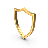 Gold Shield Outline Symbol PNG & PSD Images