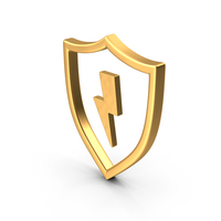 Gold Shield With Power Outline Symbol PNG & PSD Images