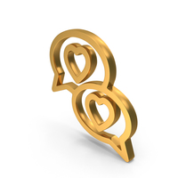 Couple Hearts Bubble Speech Icon Gold PNG & PSD Images