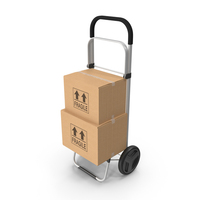 Two Wheel Compact Luggage Cart with Boxes PNG & PSD Images
