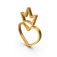 Gold Heart With Crown Icon PNG & PSD Images
