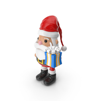 Cartoon Santa Claus Character With Gift Box PNG & PSD Images