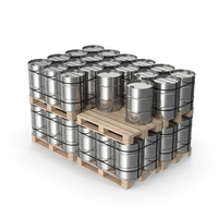 Stacked Metal Barrels On Wood Pallets PNG & PSD Images