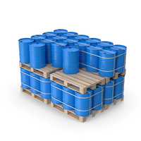 Blue Barrels On Wood Pallets PNG & PSD Images