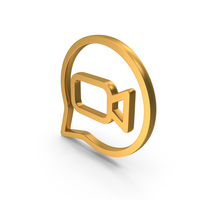 Gold Video Message Speech Bubble Outline Icon PNG & PSD Images