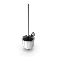 Silver Effect Wall Mounted Toilet Brush Holder with Brush And Hook PNG & PSD Images