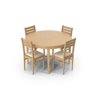 Wooden Round Table And Chairs PNG & PSD Images