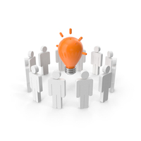 Stickmen Surrounding A Bulb PNG & PSD Images